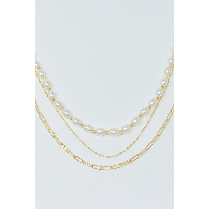 Layered Pearl And Chain Necklace