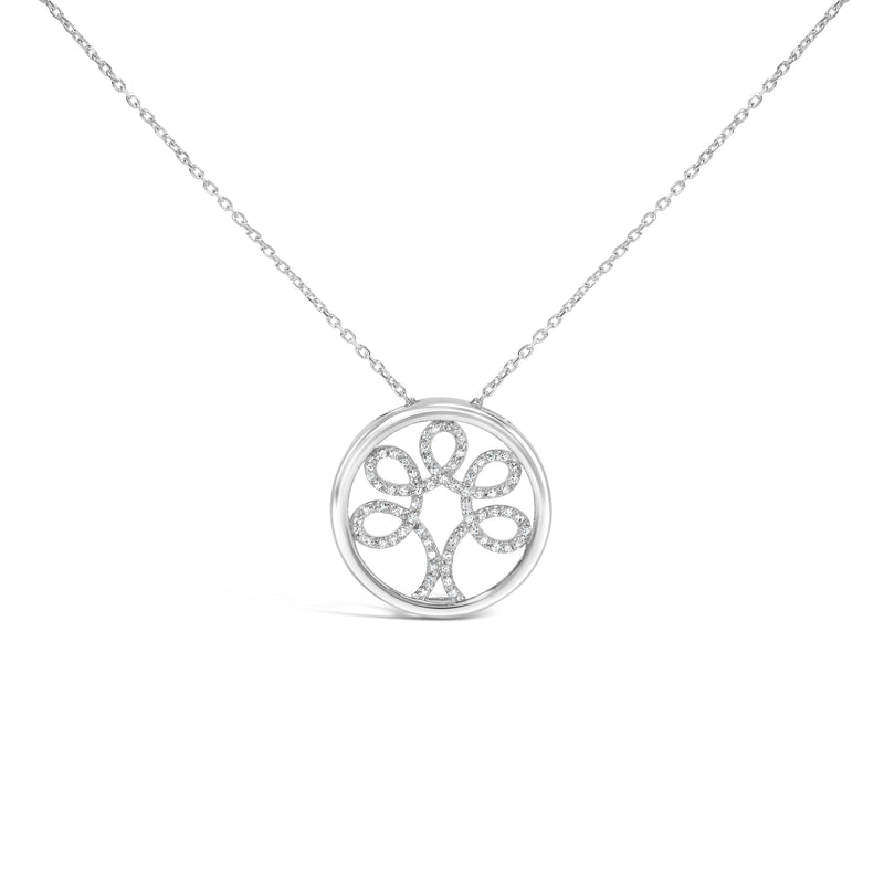 Bids.com .925 Sterling Silver 1/10 Cttw Diamond Tree of Life Pendant Necklace (I-J Color, I3 Clarity) Necklaces