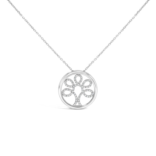 Bids.com .925 Sterling Silver 1/10 Cttw Diamond Tree of Life Pendant Necklace (I-J Color, I3 Clarity) Necklaces