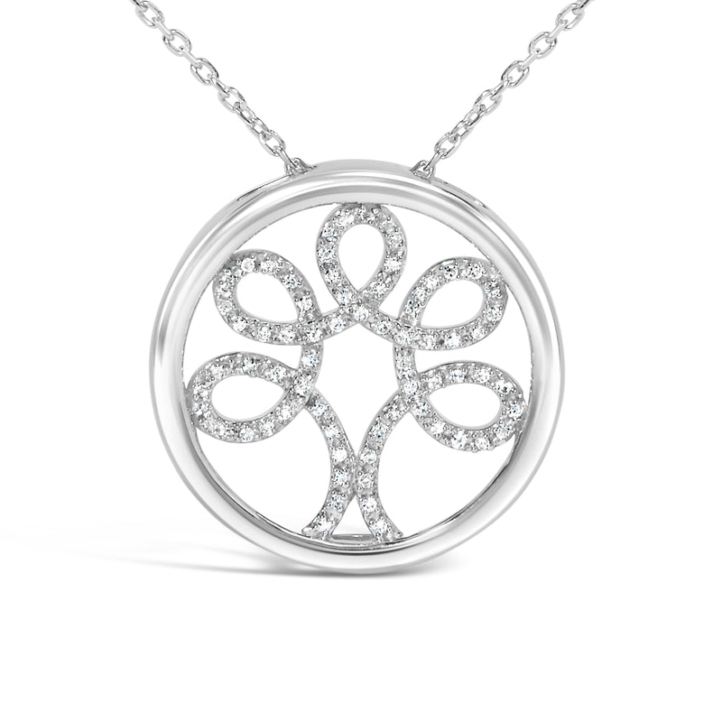 Bids.com .925 Sterling Silver 1/10 Cttw Diamond Tree of Life Pendant Necklace (I-J Color, I3 Clarity) Necklaces