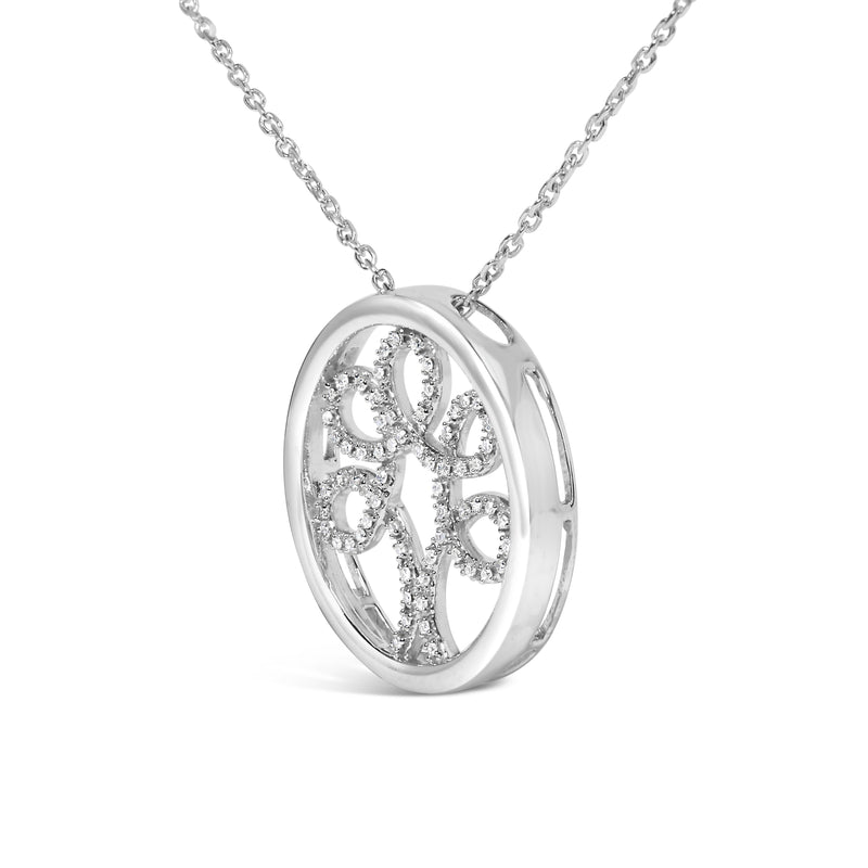 Bids.com .925 Sterling Silver 1/10 Cttw Diamond Tree of Life Pendant Necklace (I-J Color, I3 Clarity) Necklaces