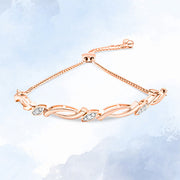 Bids.com 14K Rose Gold Plated .925 Sterling Silver 1/10 Cttw Diamond Alternating Swirl link Bolo Bracelet (I-J Color, I2-I3 Clarity) - 6" to 9" Adjustable Bracelets
