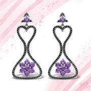 Bids.com 6.31 Carat Genuine Amethyst & Black Spinel .925 Sterling Silver Earrings Earrings