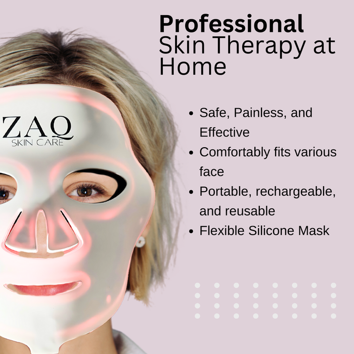 Noor 2.0 Pro LED Light Therapy Mask | Red for Anti-Aging, Blue for Acne, Healing Infrared Light by ZAQ Skin & Body