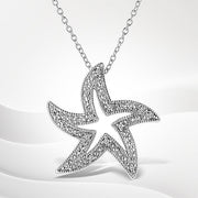 Bids.com .925 Sterling Silver Prong-Set Diamond Accent Starfish 18" Pendant Necklace (I-J Color, I1-I2 Clarity) Necklaces