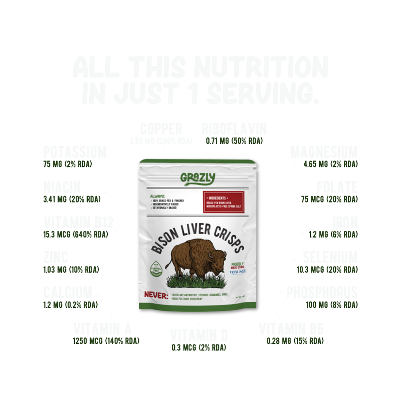 Grazly Bison Liver Crisps - 100% Grass-Fed/Finished Bison Crisp