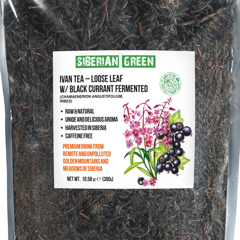 SiberianGreen.com Siberian Green Fermented Ivan Tea with Black Currant Leaves – 300g Tea & Infusions