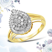 Bids.com 14K Yellow and White Gold 1.00 Cttw Round and Baguette-Cut Diamond Ballerina Cocktail Ring (H-I Color, SI2-I1 Clarity) Rings