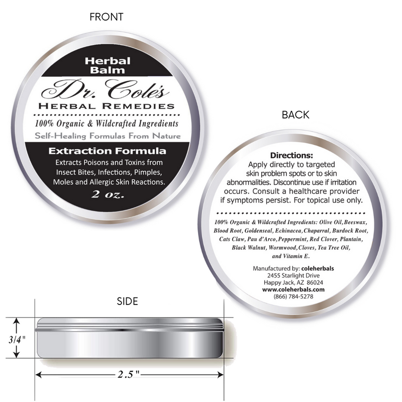 COLEHERBALS 14 - Dr. Cole's Organic Extraction Herbal Balm Herbal