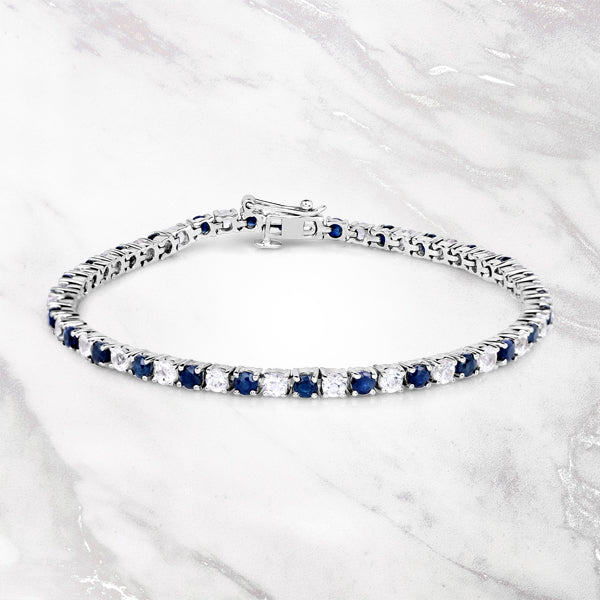 Bids.com 6.87 ct. t.w. Blue Sapphire and White Topaz Bracelet in Sterling Silver Bracelets