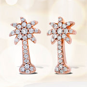 Bids.com 10K Rose Gold 1/4 Cttw Diamond Palm Tree Push Back Stud Earrings (H-I Color, I1-I2 Clarity) Earrings