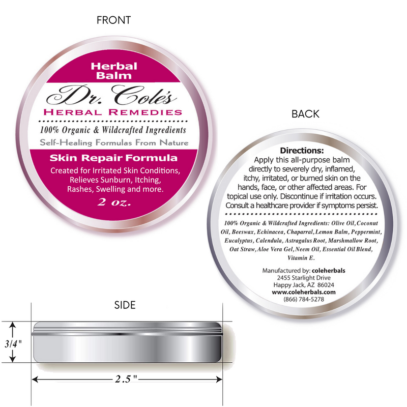 COLEHERBALS 16 - Dr. Cole's Organic Skin Repair Herbal Balm Herbal