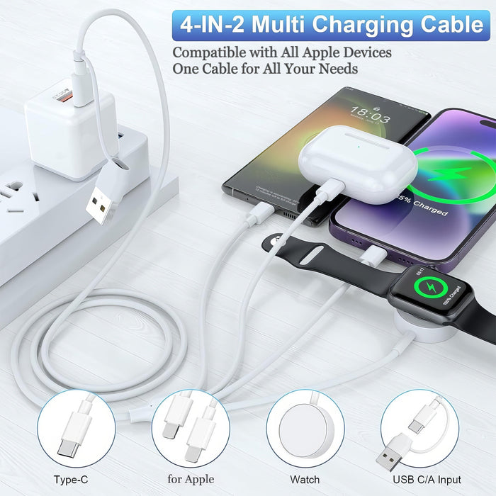 4-in-2 Multi Charging Cable with 36W Dual-Port Charging Block