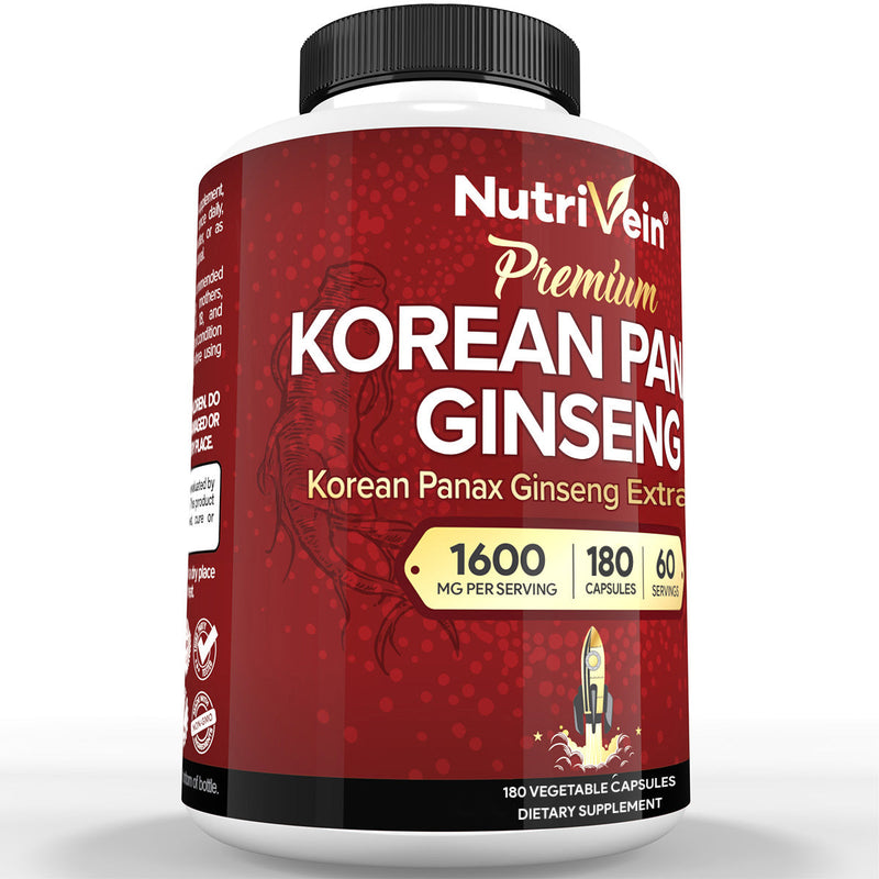 Nutrivein Nutrivein Korean Red Panax Ginseng 1600mg – Extra Strength Formula - 180 Capsules FA-51VI-YB0U