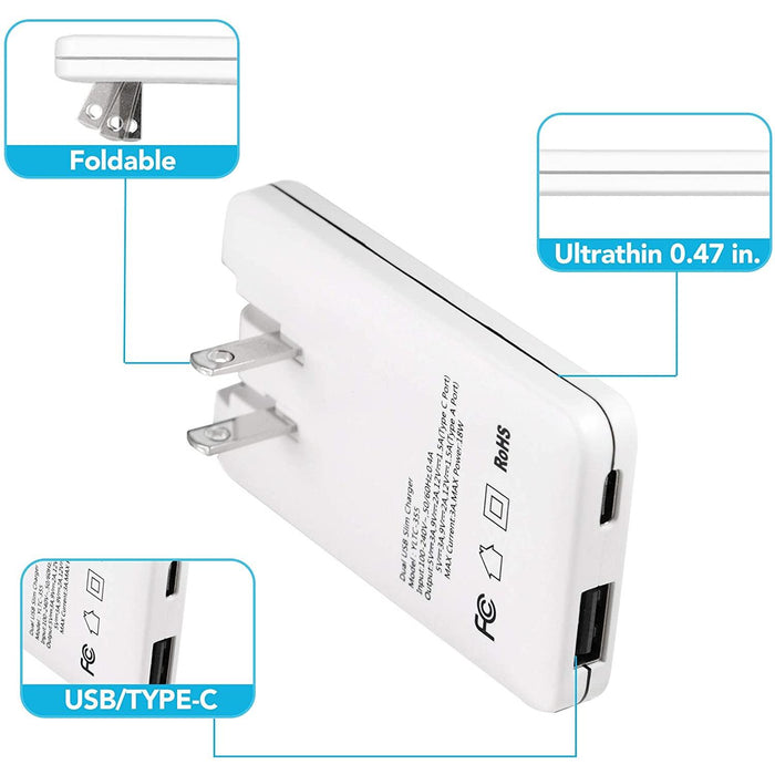 Top-Up Ultra-Slim 30W Flat Dual Port USB Charger