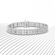 Bids.com .925 Sterling Silver 1.00 Cttw Diamond Multi Row Heart Link Bracelet (H-I Color, I1-I2 Clarity) - 7.25" Inches Bracelets