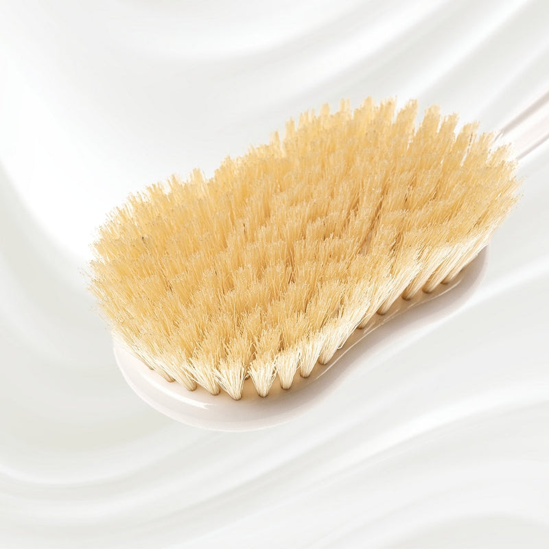 Natural Bristle Shower Back Brush - Long Handle for Full Back Exfoliation