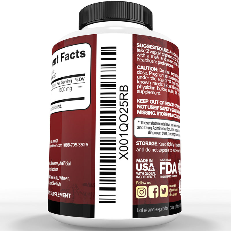 Nutrivein Nutrivein Premium Apple Cider Vinegar Supplements with Mother - 1600 mg - 120 Capsules 9B-W5LZ-LO3O