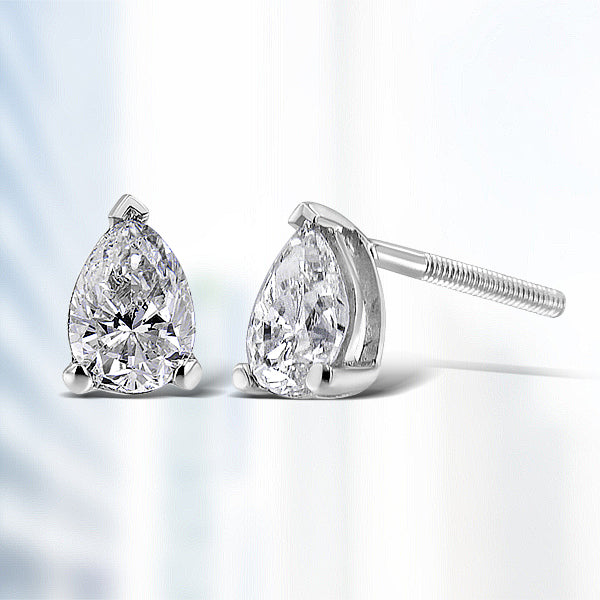 Bids.com 14K White Gold 1/2 Cttw Pear Shape Solitaire Lab Grown Diamond Stud Earrings (F-G Color, VS2-SI1 Clarity) Earrings