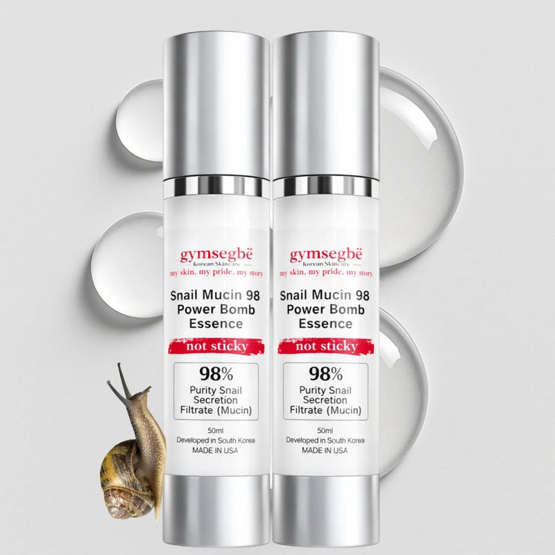 gymsegbë Snail Mucin 98 Power Bomb Essence Anti-Aging Facial Light Gray 2 Bottles Save $0.99