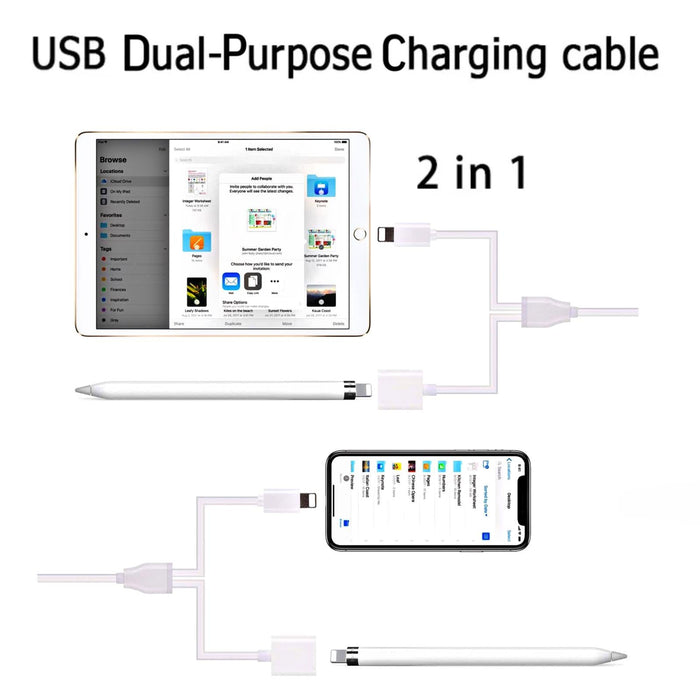 Top-Up 2-in-1 Cable for Apple Pencil Charging Adapter