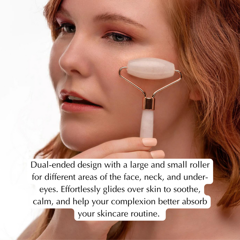 EpiLynx Rose Quartz Facial Roller – Dual-Ended Beauty Tool for Calming, Cooling & Skin Radiance