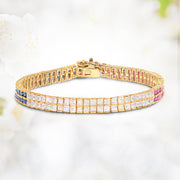 Bids.com 14K Yellow Gold Plated 9.52 Carat Genuine Blue Sapphire and White Sapphire .925 Sterling Silver Bracelet Bracelets