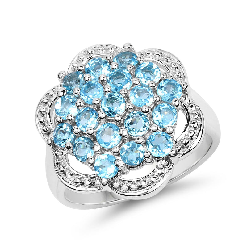 Bids.com 1.90 Carat Genuine Swiss Blue Topaz .925 Sterling Silver Ring Rings