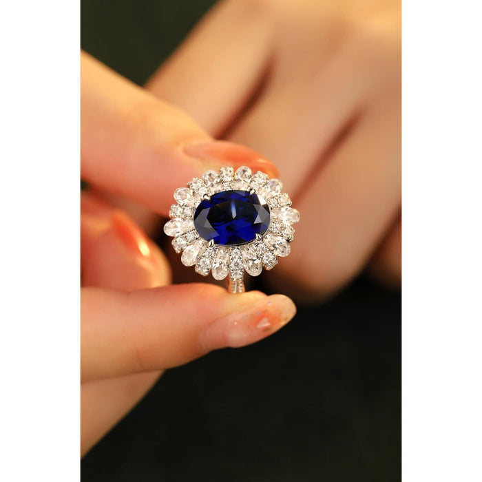 5 Carat Lab-Grown Sapphire Flower Shape Ring