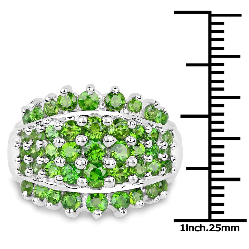 Bids.com 2.48 Carat Genuine Chrome Diopside .925 Sterling Silver Ring Rings