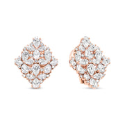 Bids.com 18K Rose Gold 8 1/3 Cttw Pear and Round Diamond Floral Cluster Omega Earrings (F-G Color, VS1-VS2 Clarity) Earrings