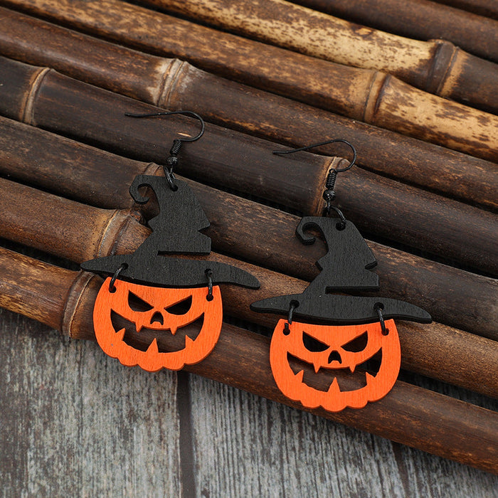 Wooden Pumpkin Shape Earrings