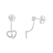 Bids.com .925 Sterling Silver 1/4 Cttw Diamond Swirl Heart Front/Back Earrings (I-J Color, I2-I3 Clarity) Earrings