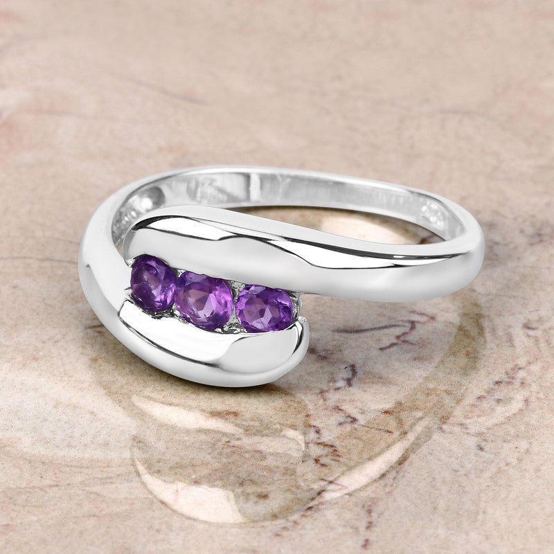 Bids.com 0.54 Carat Genuine Amethyst .925 Sterling Silver Ring Rings
