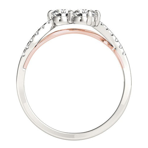 Bids.com Two Stone Diamond Ring with Curved Band in 14k White And Rose Gold (5/8 cttw) Rings
