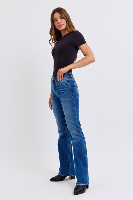 Full Size Mid-Rise Bootcut Jeans with Pockets