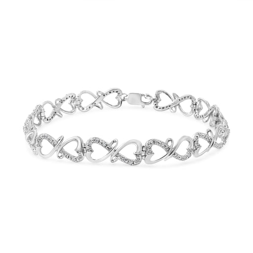 Bids.com .925 Sterling Silver 1/3 Cttw Round-Cut Diamond Double Heart Infinity Link 7.25" Bracelet (H-I Color, I3 Clarity) Bracelets