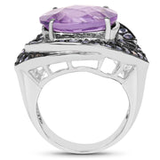 Bids.com 5.95 Carat Genuine Amethyst and Tanzanite .925 Sterling Silver Ring Rings