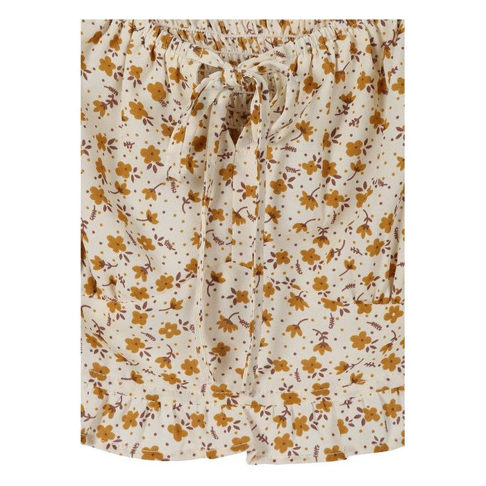 Lilou Ruched Puff Sleeve Yellow Floral Print Crop Top