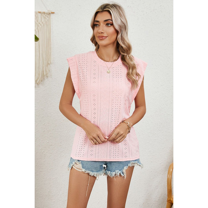 Eyelet Round Neck Tank