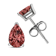 Bids.com 14K White Gold 1/2 Cttw Lab Grown Pink Pear Diamond 3 Prong Set Martini Solitaire Stud Earrings (Pink Color, VS2-SI1 Clarity) Earrings