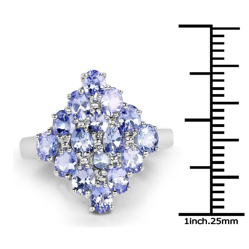 Bids.com 2.72 Carat Genuine Tanzanite .925 Sterling Silver Ring Rings