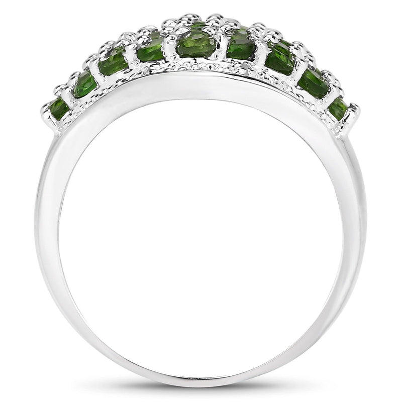 Bids.com 2.41 Carat Genuine Chrome Diopside and White Topaz .925 Sterling Silver Ring Rings