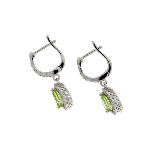 Bids.com .88ct Peridot Diamond Dangle Earrings 14KT White Gold Earrings