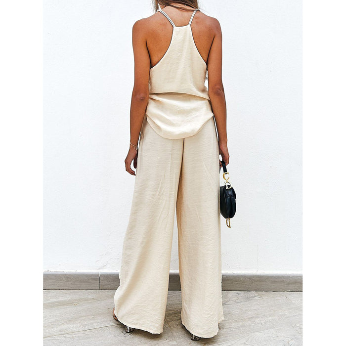 Spaghetti Strap Cami and Wide Leg Pants Set