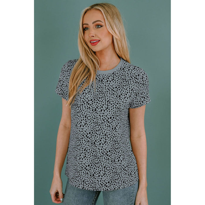 Animal Print Round Neck Short Sleeve T-Shirt