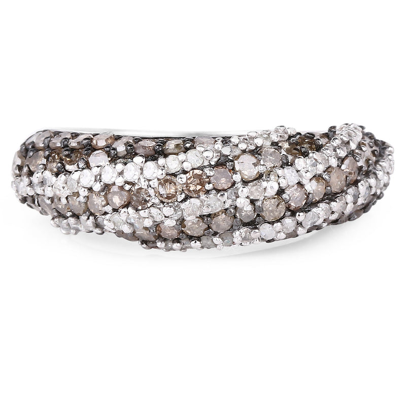 Bids.com 1.25 Carat Genuine Champagne Diamond & White Diamond .925 Sterling Silver Ring Rings