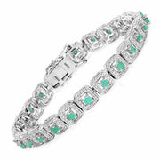 Bids.com 2.40 Carat Genuine Emerald .925 Sterling Silver Bracelet Bracelets