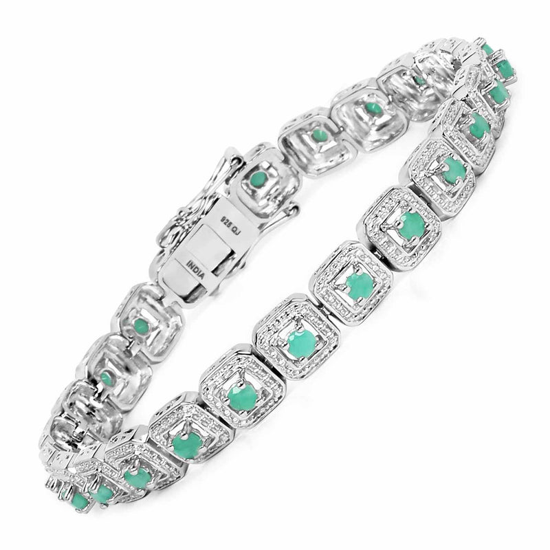 Bids.com 2.40 Carat Genuine Emerald .925 Sterling Silver Bracelet Bracelets