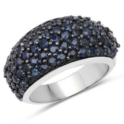 Bids.com 3.28 Carat Genuine Blue Sapphire and White Topaz .925 Sterling Silver Ring Rings